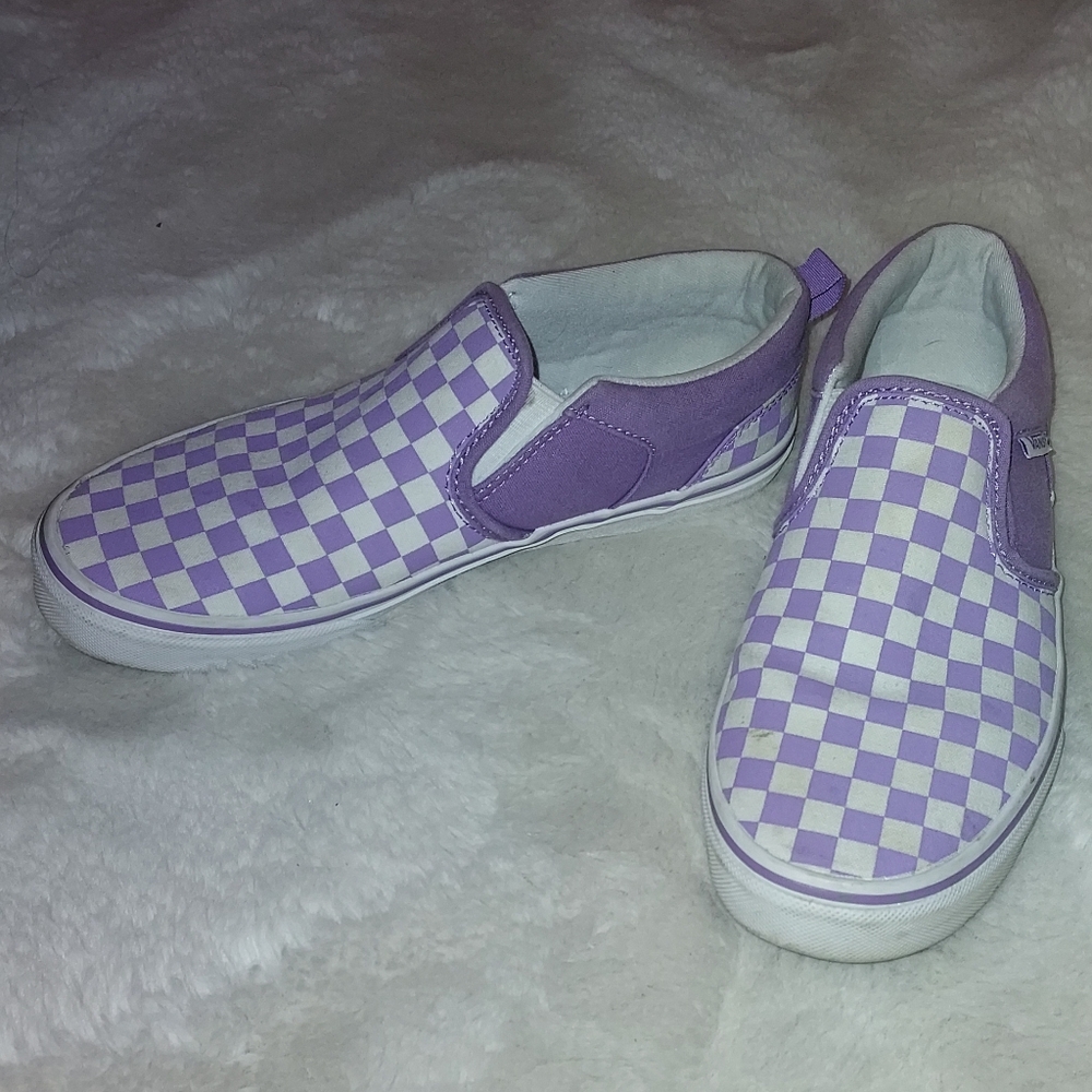 Purple And White Checkered Vans Size 6